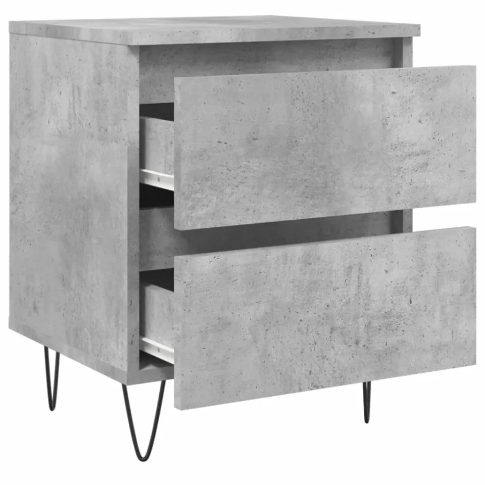vidaXL Nachtkastje 40x35x50 cm bewerkt hout betongrijs grijs, foto 4