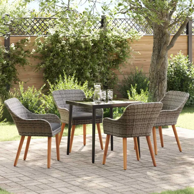 vidaXL Tuin eettafelset 5 st Grijs poly rattan, foto 2