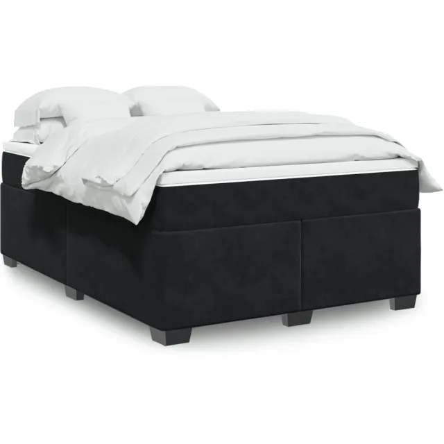 vidaXL Boxspring met matras fluweel zwart 140x190 cm