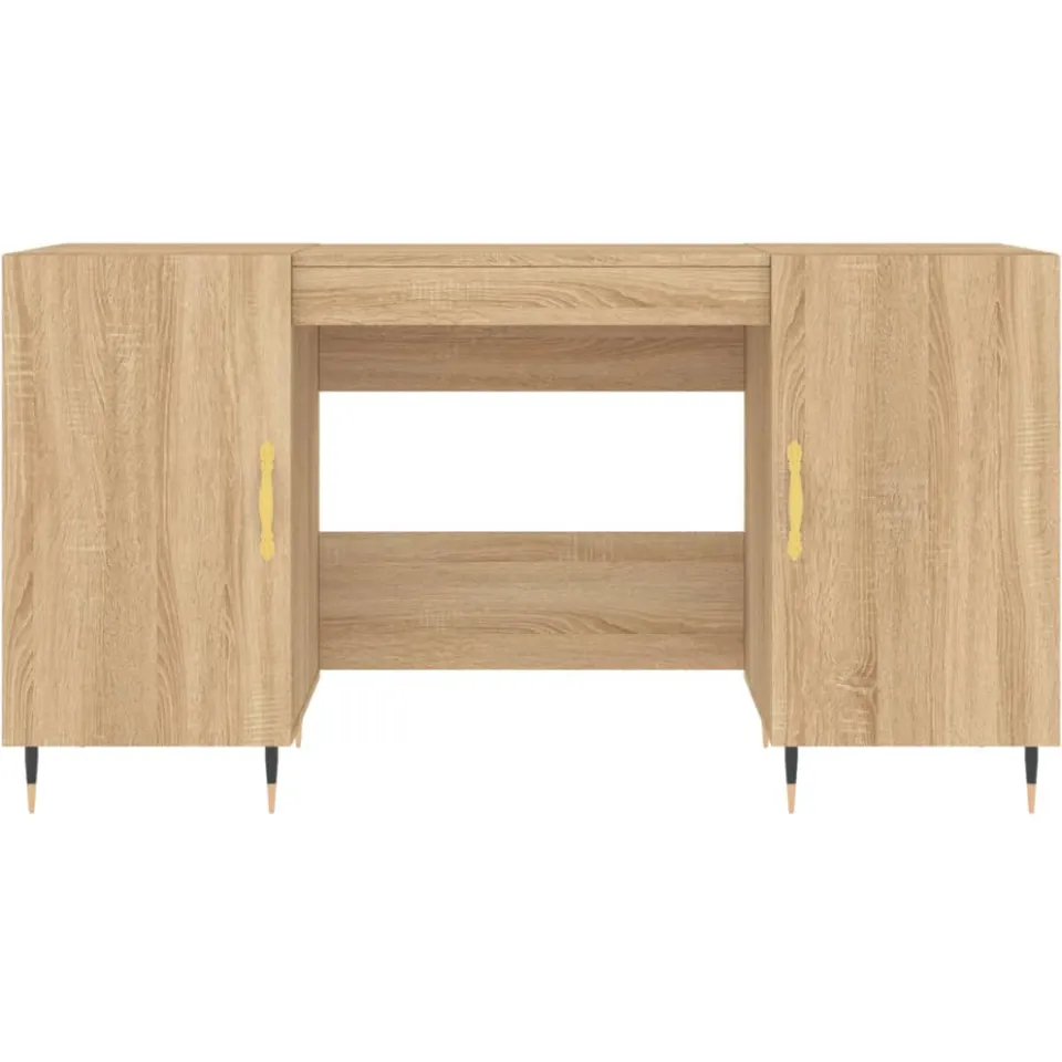 vidaXL Bureau 140x50x75 cm bewerkt hout sonoma eikenkleurig, foto 4