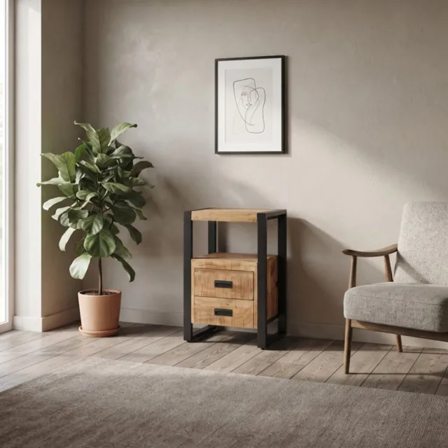 The Copperbarn Mangohout nachtkastje 2 lades 50x40x70 LBH Naturel