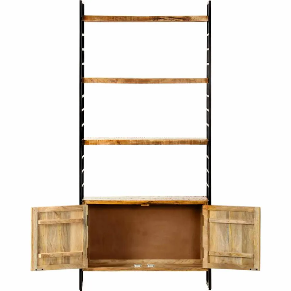 vidaXL Boekenkast met 4 schappen 80x30x180 cm ruw mangohout bruin, foto 3