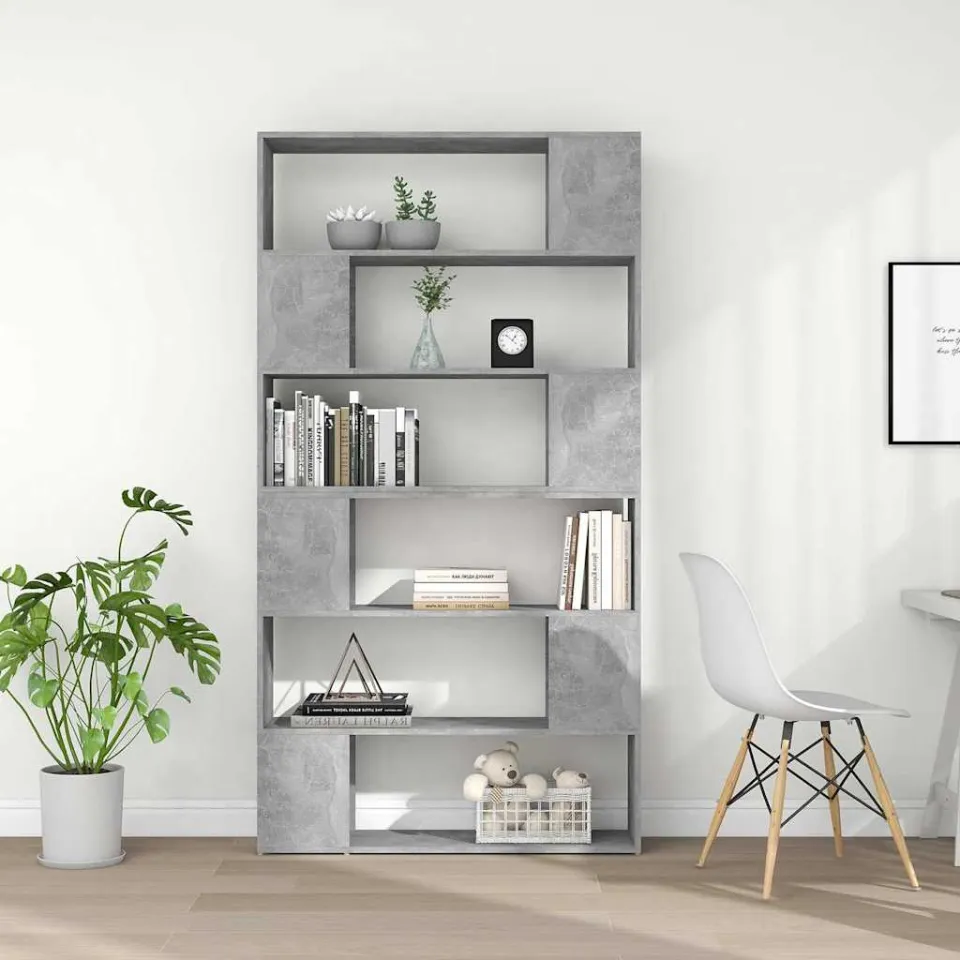vidaXL Boekenkast/kamerscherm 100x24x188 cm betongrijs grijs, foto 3