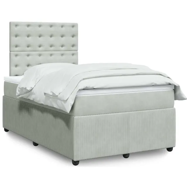 vidaXL Boxspring met matras fluweel lichtgrijs 120x200 cm grijs