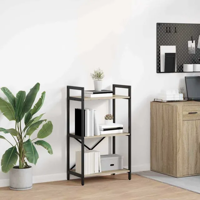 vidaXL Boekenkast 3-laags 56 x 34 x 96 cm Bewerkt hout Sonoma Eiken, foto 2