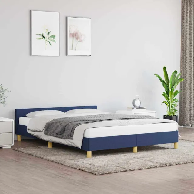 vidaXL Bedframe met hoofdeinde zonder matras 140x200 cm stof blauw