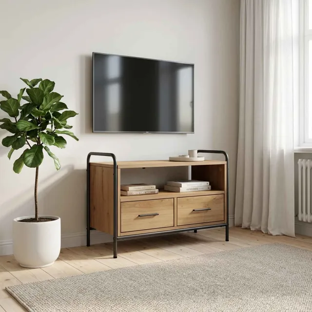 vidaXL Tv-meubel 67,5 x 33 x 50 cm Artisanaal eiken Bewerkt hout, foto 2