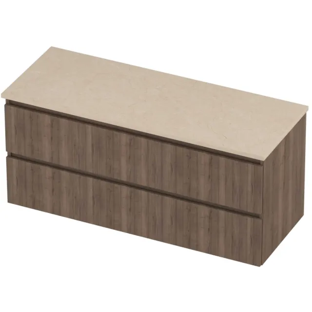 Proline Deck Badmeubelset Hardsteen Symmetrisch 120x46x55 cm Sand Stone Terra Oak Eiken