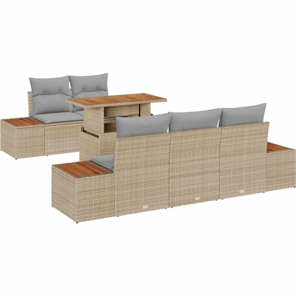 vidaXL Tuin Sofa Set 6 st Beige Poly riet, foto 4