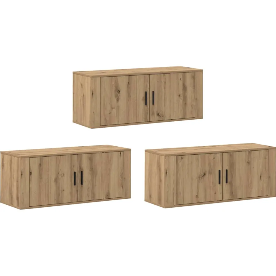 vidaXL Wandtv-kast Set 3 st 100 x 34,5 x 40 cm Artisan Eiken, foto 3