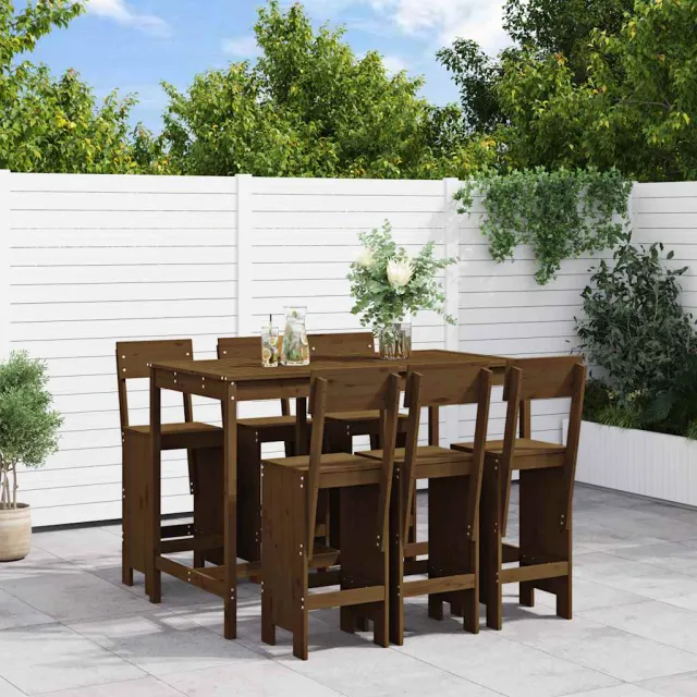 vidaXL 7-delige Tuinbarset massief grenenhout grijs, foto 2