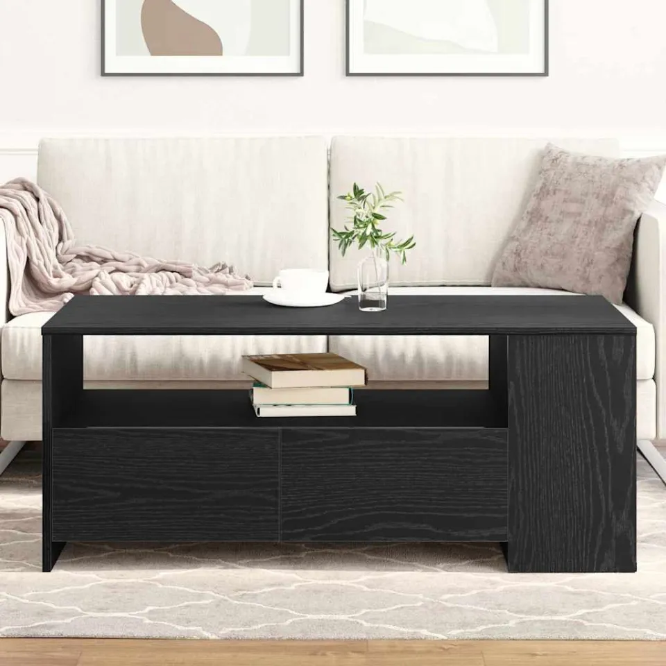 vidaXL Salontafel Zwart Eiken 102 x 55 x 43,5 cm Bewerkt hout, foto 4