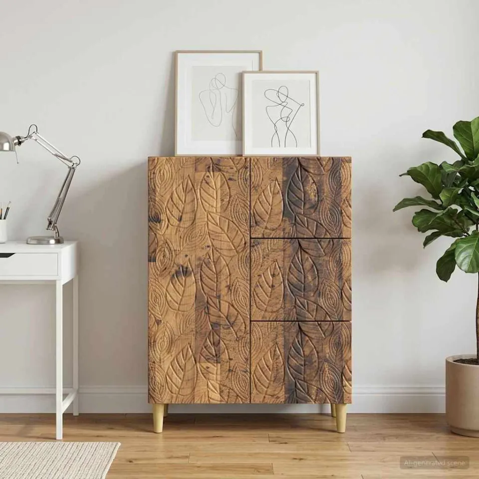 vidaXL Dressoir Oud hout 66 x 34,5 x 90 cm Bewerkt hout bruin, foto 3