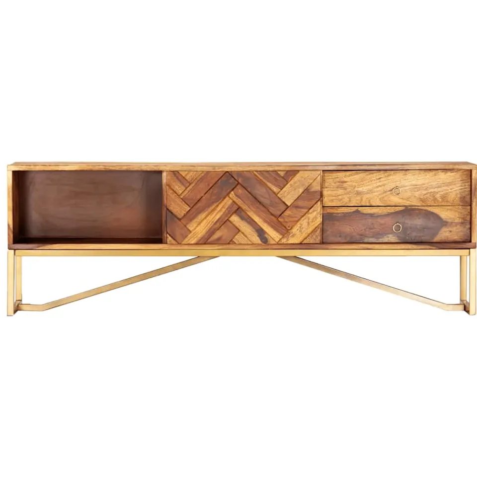 vidaXL Tv-meubel 140x30x45 cm massief acaciahout bruin, foto 3
