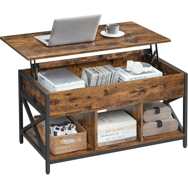 Vasagle Salontafel - Bijzettafel - Met Verstelbaar Blad - Voor Woonkamer - Modern Design Bruin-Zwart