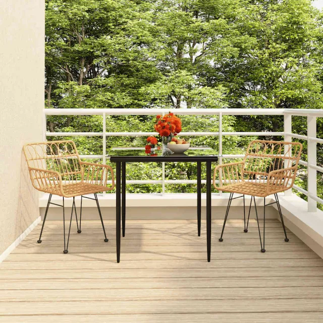 vidaXL 3-delige Tuinset poly rattan Bruin