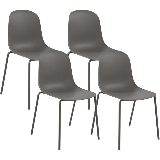 CLP Hardin Set van 4 stapelstoelen - Stapelbaar - Metaal - Kunststof/taupe