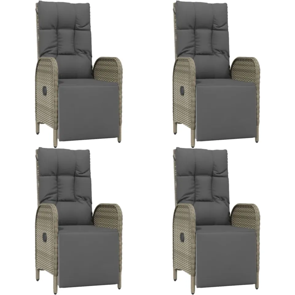 vidaXL 5-delige Tuinset met kussens poly rattan grijs, foto 3