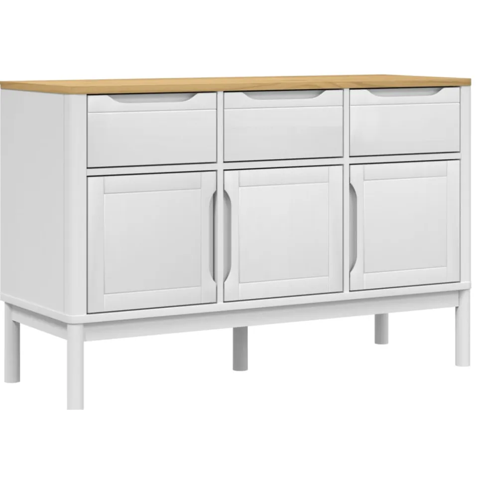 vidaXL Dressoir FLORO 114x43x74 cm massief grenenhout wit