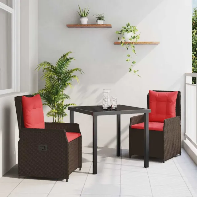 vidaXL Tuin Eetset 3 st Bruin Poly riet, foto 2