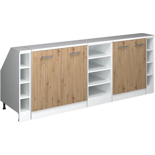 Vicco R-Line Keukenkast voor schuine wand – 210 cm Set van 5 kastrompen 60 cm diepte Artisanaal eiken Artisanaal eiken/Wit
