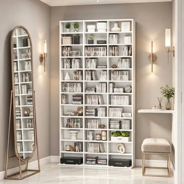 Rolipo Kast - Boekenkast - Met 12 Lagen - Staand Open Kast met Deuren - Voor Woonkamer en Kantoor wit