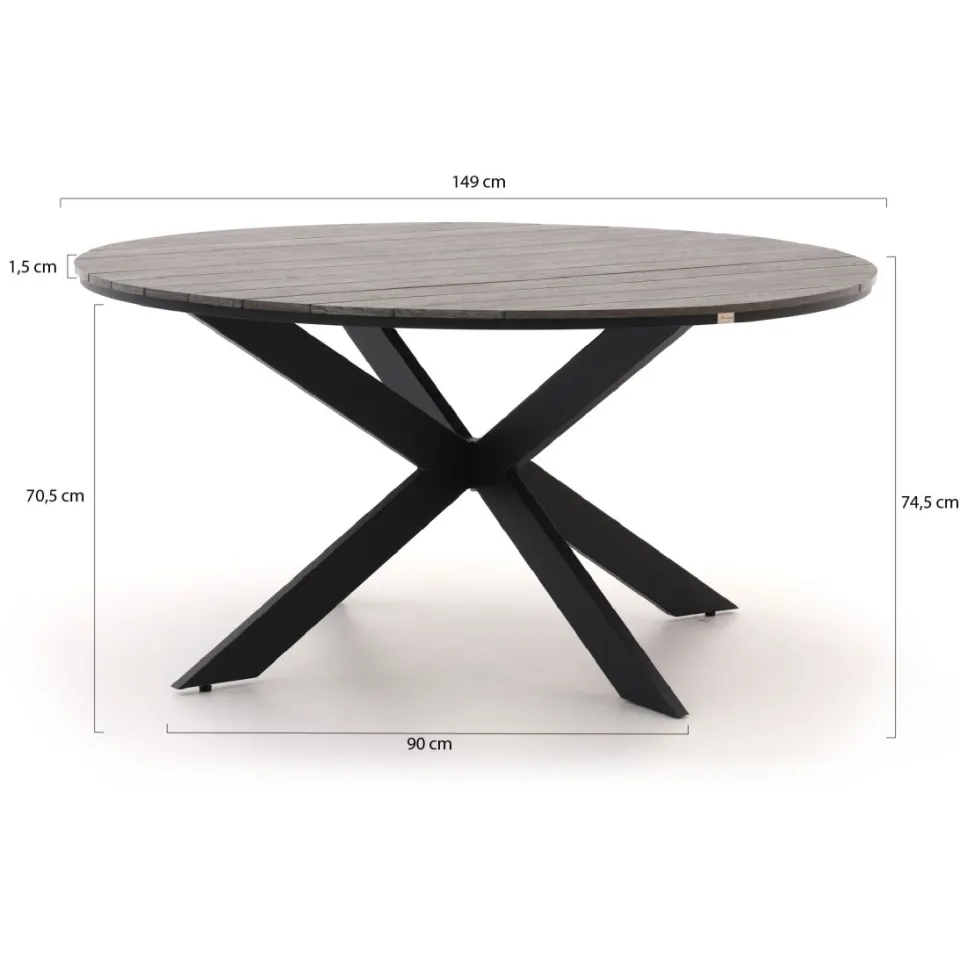 Forza Furniture Forza Centallo/Fidenza ø149cm dining tuinset 7-delig stapelbaar, foto 4