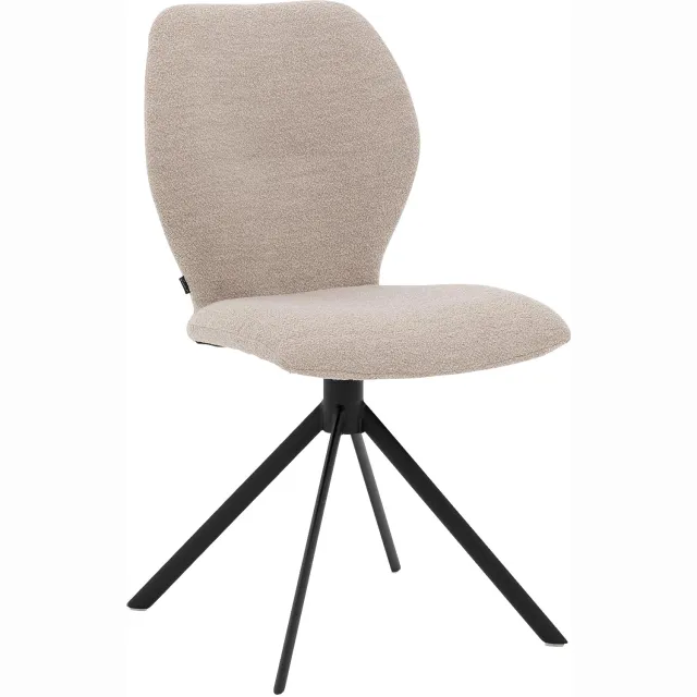 Goossens Eetkamerstoel Hera - Beige - Stof - Zonder Armleuning stof boucle naturel 01