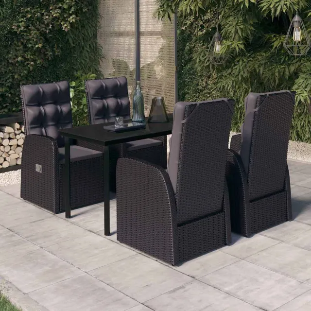 vidaXL 5-delige Tuinset met kussens zwart, foto 2
