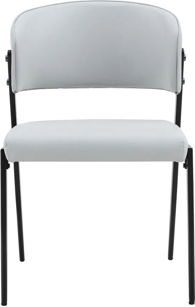 SONNENH Eetkamerstoelen set van 2 met gebogen rug - PU-kunstleer - lichtgrijze bekleding - zwarte metalen poten Lichtgrijs / Zwart