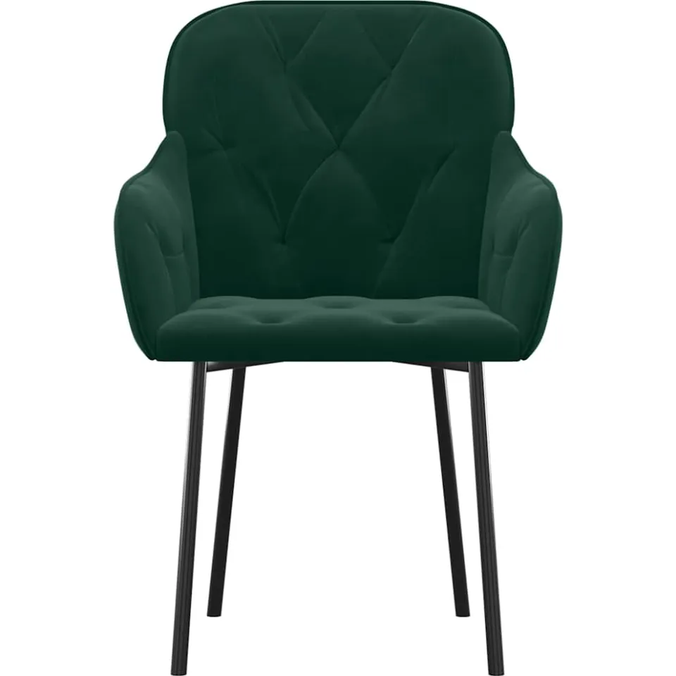 vidaXL Eetkamerstoelen 2 st fluweel donkergroen groen, foto 4