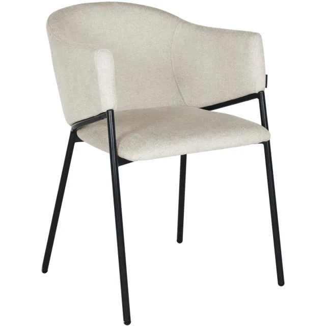 ExitoDesign Luxe Eetkamerstoel ARGOS met Armleuningen – Beige – Gestoffeerd – Zwart Metalen Frame – Kuipstoel – Modern Loft Design – Max. 120 kg Beige;Zwart
