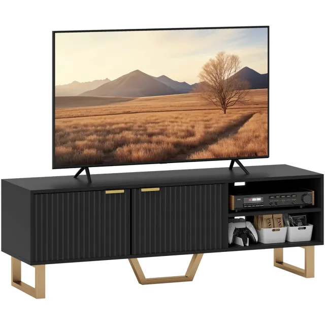 Homcom TV-standaard - Spaanplaat - 140x39x47cm - Zwart