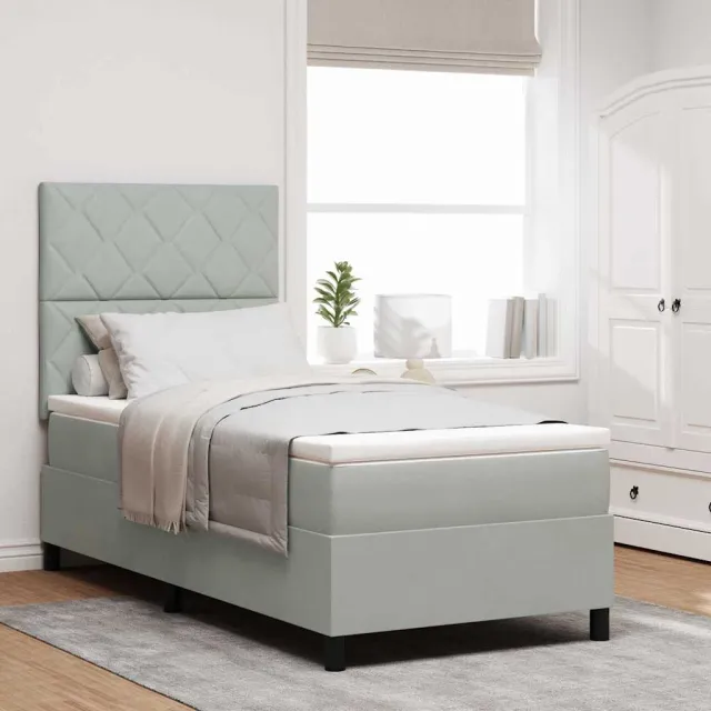 vidaXL LED Box Spring Bed Lichtgrijs 90 x 200 cm Fluweel