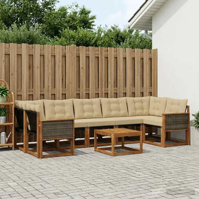 vidaXL Buiten bankenset 8 st 7-zits Natuurlijk en Beige