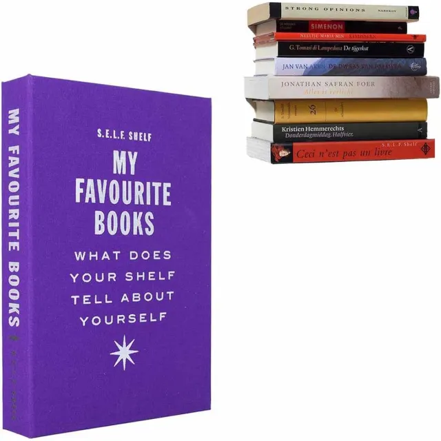 Cleverline Zwevende boekenplank - Selfshelf - Linnen - Paars - My favourite books - L 22,5 x B 15,5 x H 3,5 cm