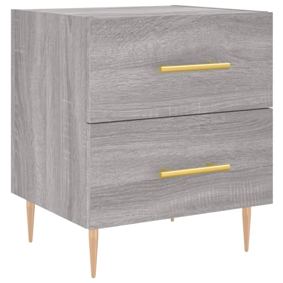 vidaXL Nachtkastje 40x35x47,5 cm bewerkt hout grijs sonoma eikenkleur, foto 3