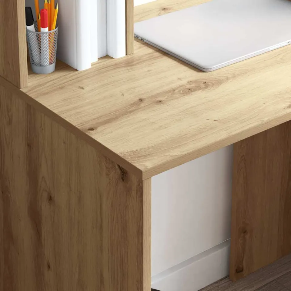 vidaXL Bureau Artisan Eiken 91 x 50 x 149 cm Bewerkt hout, foto 3