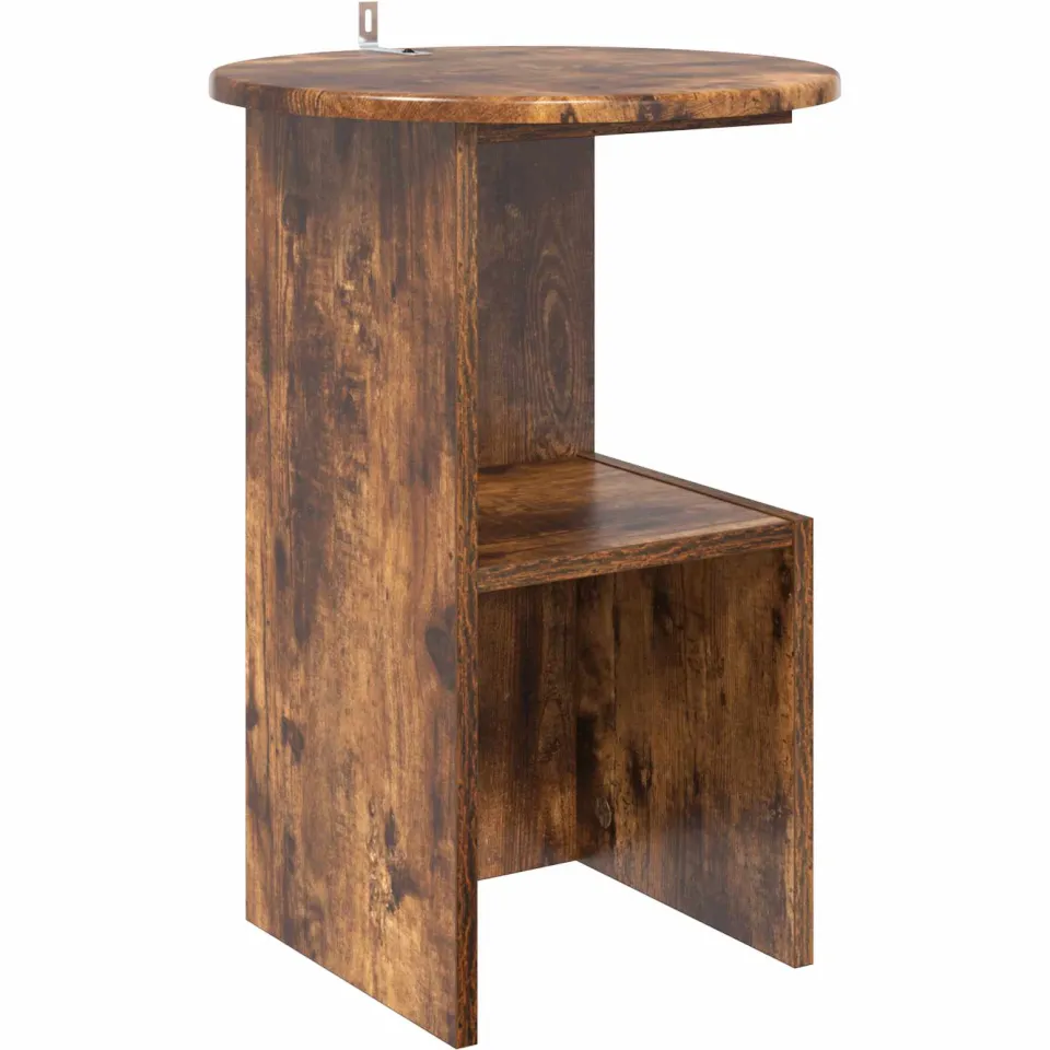 vidaXL Bijzettafel Gerookt eiken Ø 39,5 x 55 cm Bewerkt hout Bruin