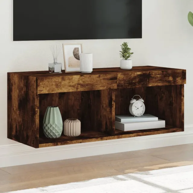 vidaXL Tv-meubel met LED-verlichting 80x30x30 cm gerookt eikenkleurig Bruin