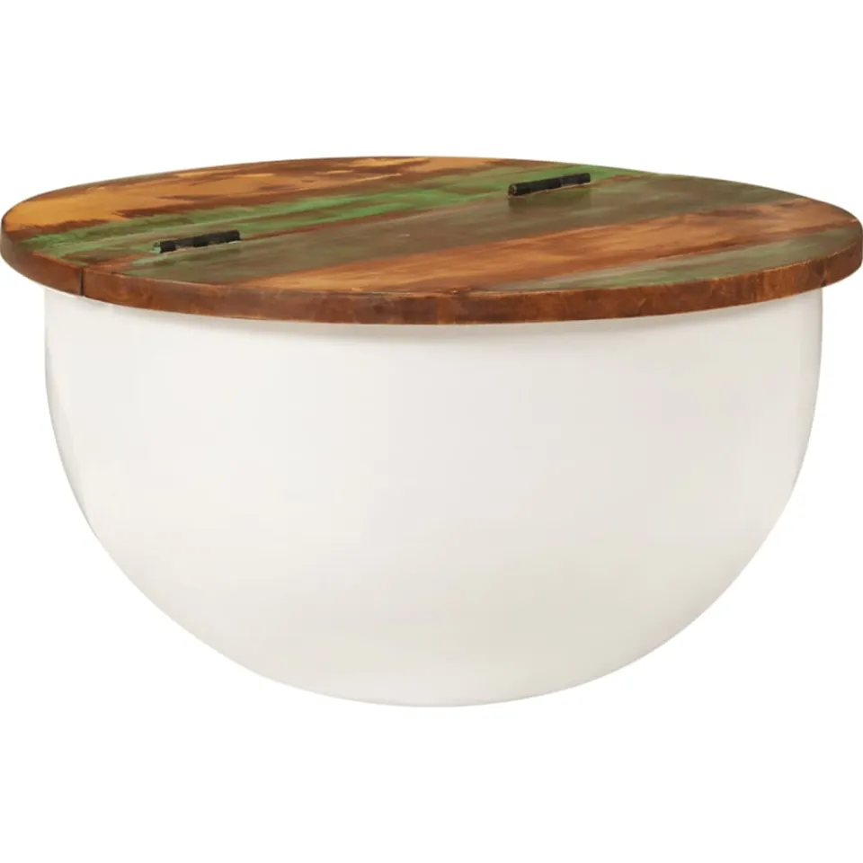 vidaXL Salontafel 50x27 cm massief gerecycled hout wit, foto 4