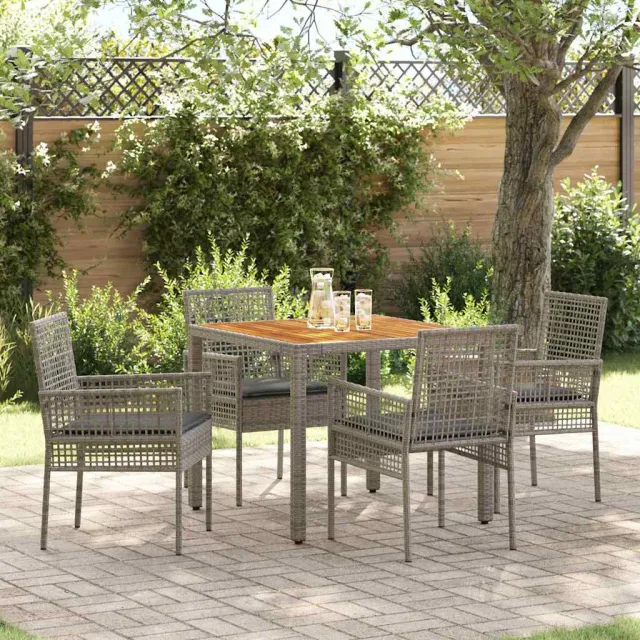 vidaXL Tuin eettafelset 5 st Grijs poly rattan