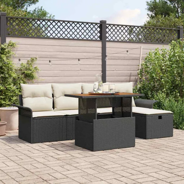 vidaXL Tuinbankenset 6 st Zwart poly rattan, foto 2