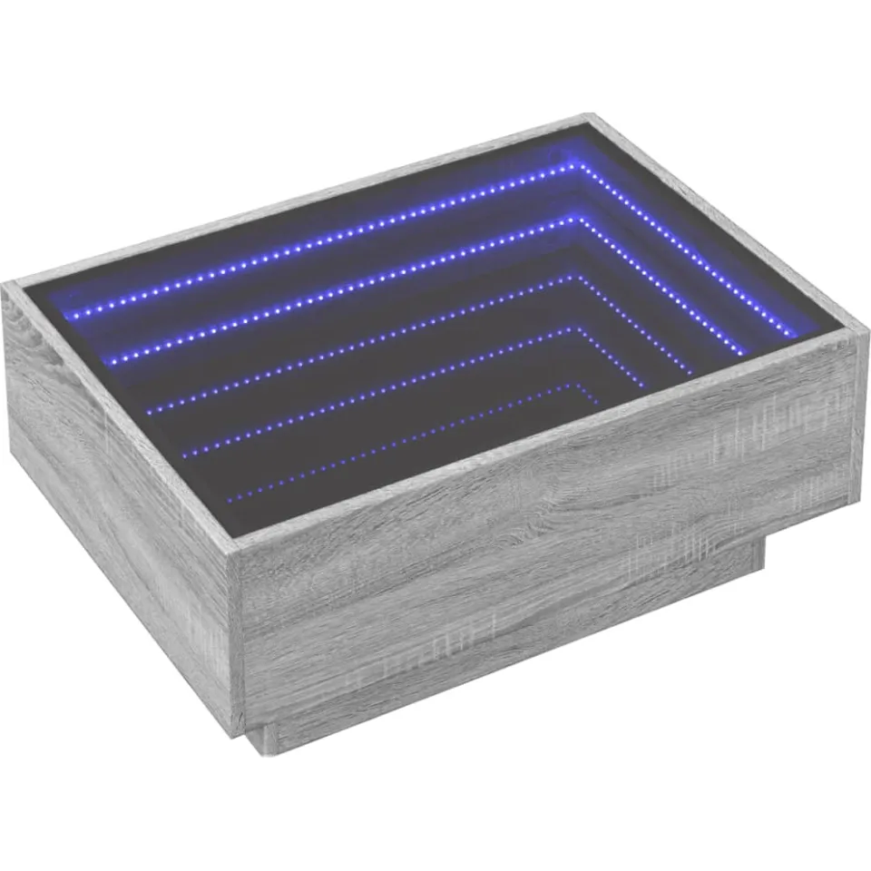 vidaXL Salontafel met LED 70x50x30 cm bewerkt hout grijs sonoma eiken, foto 4