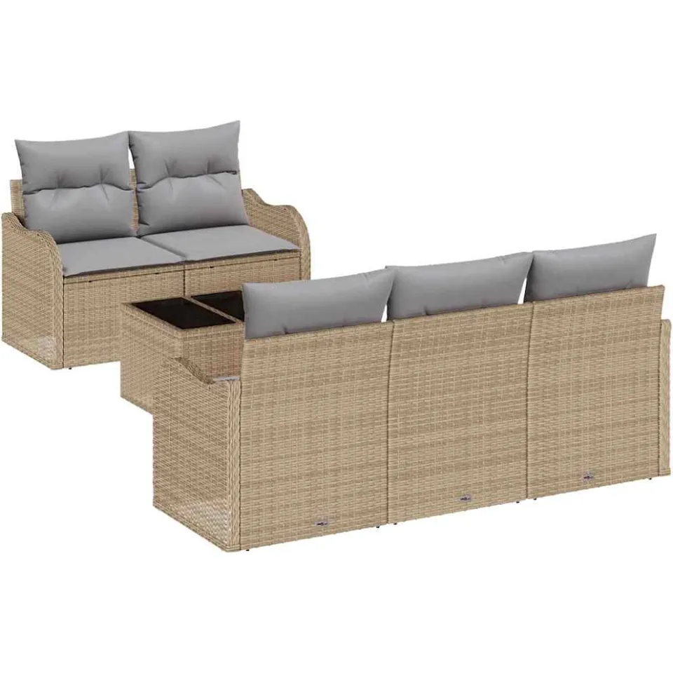 vidaXL Tuin Sofa Set Beige poly rattan