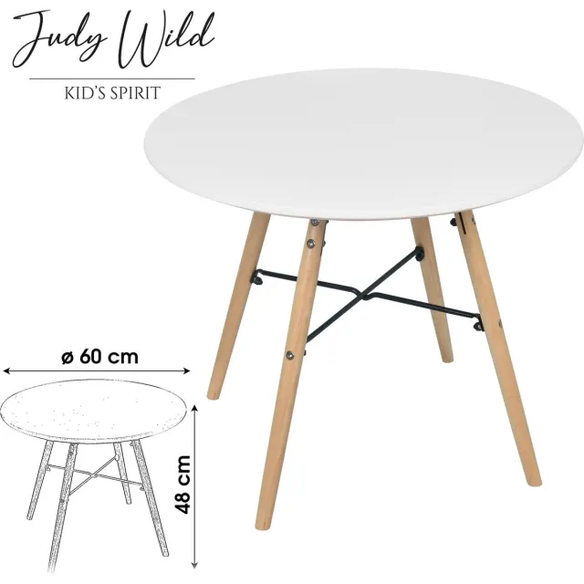 Judy Wild "JENA JUNIOR" KINDERTAFEL WIT VAN MDF MET METALEN FRAME D60×H48 CM