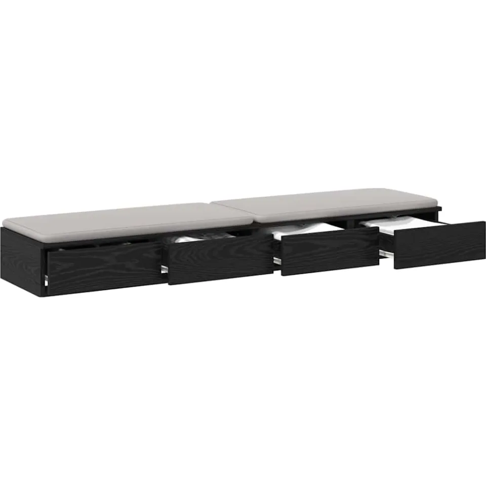 vidaXL Bedlades Zwart Eiken 140 x 36,5 x 16,5 cm Bewerkt hout