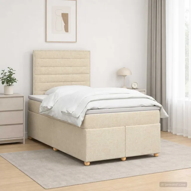 vidaXL Boxspringbed met matras Crèmekleurig 120 x 200 cm Stof