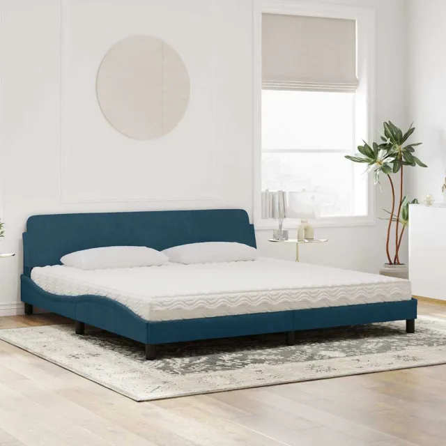 vidaXL Bed met matras "Dover" fluweel blauw 200x200 cm