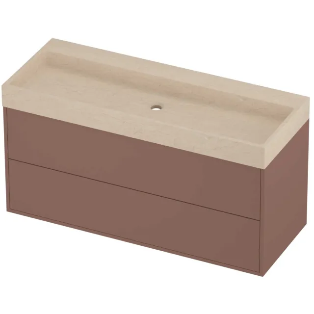 Proline Evoli Badmeubelset Hardsteen Loft In Kader 120x46x62 cm Sand Stone Beauty Blush Rosé Goud
